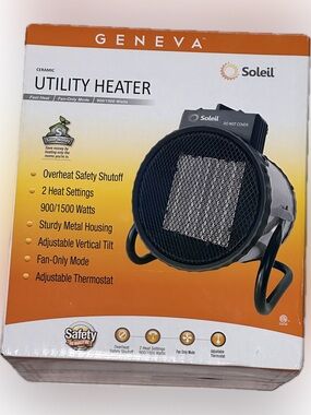 Geneva Soleil Black Ceramic Utility Heater